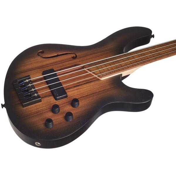 Напівакустична бас-гітара CORT B4FL MHPZ (OPEN PORE TRANS BLACK BURST)