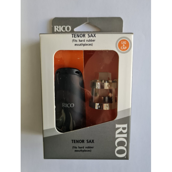Лігатура з ковпачком для тенор саксофона RICO LIGATURE & CAP FOR TENOR SAX, HARD RUBBER-STYLE Nickel-Plated