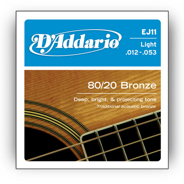 Комплект струн для акустичної гітари D'ADDARIO EJ11 80/20 BRONZE LIGHT 12-53