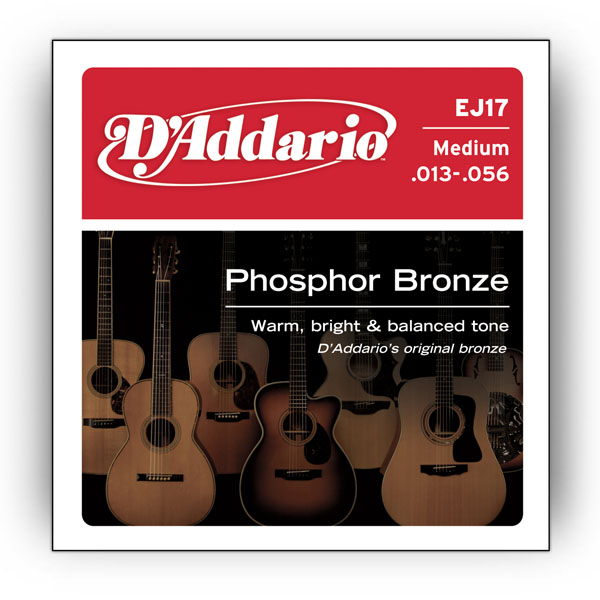 Комплект струн для акустичної гітари D'ADDARIO EJ17 PHOSPHOR BRONZE MEDIUM 13-56