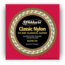 Комплект струн для класичної гітари D'ADDARIO EJ27N 3/4 STUDENT CLASSICS NORMAL TENSION 3/4