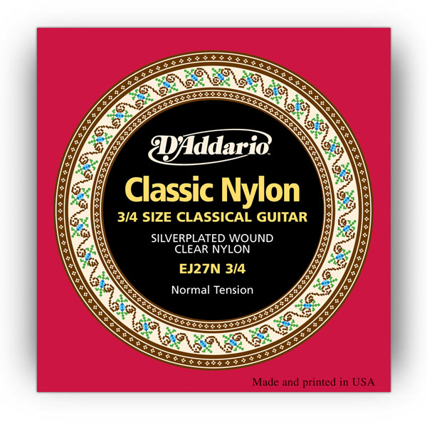 Комплект струн для класичної гітари D'ADDARIO EJ27N 3/4 STUDENT CLASSICS NORMAL TENSION 3/4