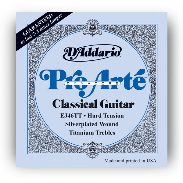 Комплект струн для класичної гітари D'ADDARIO EJ46TT PRO ARTE DYNACORE TITANIUM TREBLES, HARD TENSION