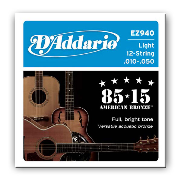 Комплект струн для акустичної гітари D'ADDARIO EZ940 BRONZE MEDIUM 12 STRINGS 10-50