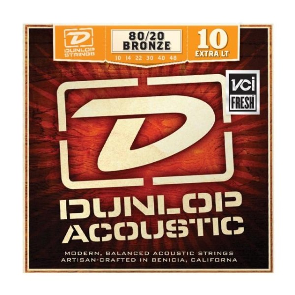 Комплект струн для акустичної гітари DUNLOP DAB1048 80/20 BRONZE EXTRA LIGHT (10-48)