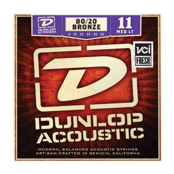 Комплект струн для акустичної гітари DUNLOP DAB1152 80/20 BRONZE MEDIUM LIGHT (11-52)