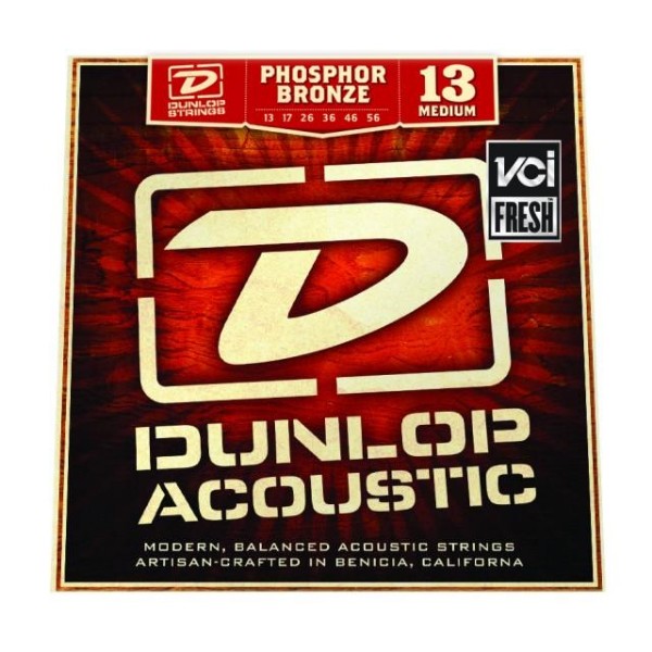 Комплект струн для акустичної гітари DUNLOP DAP1356 PHOSPHOR BRONZE MEDIUM (13-56)