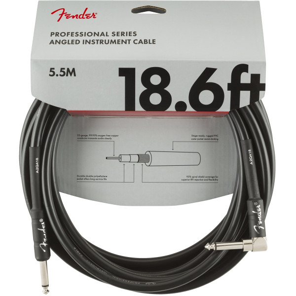 Інструментальний кабель FENDER CABLE PROFESSIONAL SERIES 18.6' ANGLED BLACK