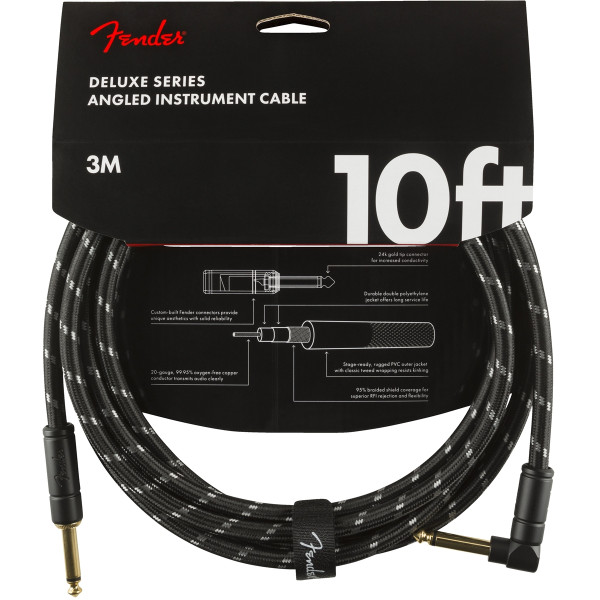 Інструментальний кабель FENDER CABLE DELUXE SERIES 10' ANGLED BLACK TWEED