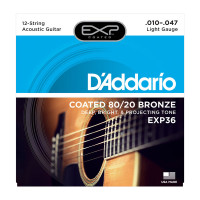 Комплект струн для акустичної гітари D'ADDARIO EXP36 EXP 80/20 BRONZE LIGHT 12-STRING 10-47