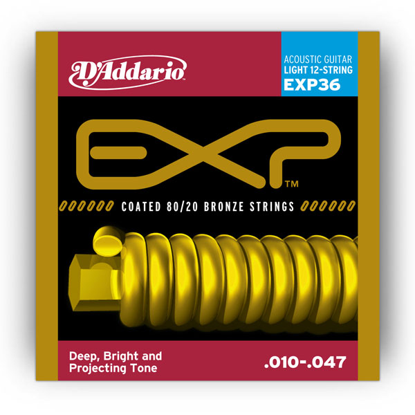 Комплект струн для акустичної гітари D'ADDARIO EXP36 EXP 80/20 BRONZE LIGHT 12-STRING 10-47