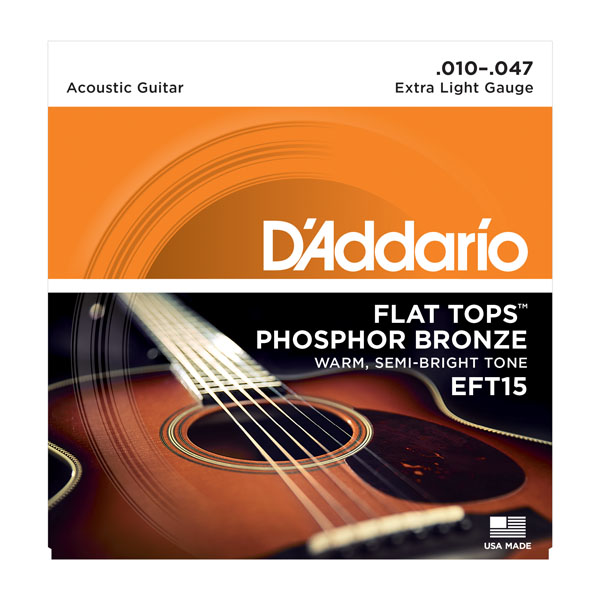 Комплект струн для акустичної гітари D'ADDARIO EFT15 FLAT TOPS EXTRA LIGHT 10-47