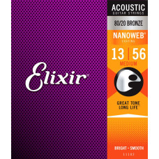 Комплект струн для акустичної гітари ELIXIR 11102 BRONZE 80/20 NANOWEB 13-56