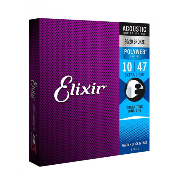 Комплект струн для акустичної гітари ELIXIR 11000 BRONZE 80/20 POLYWEB 10-47