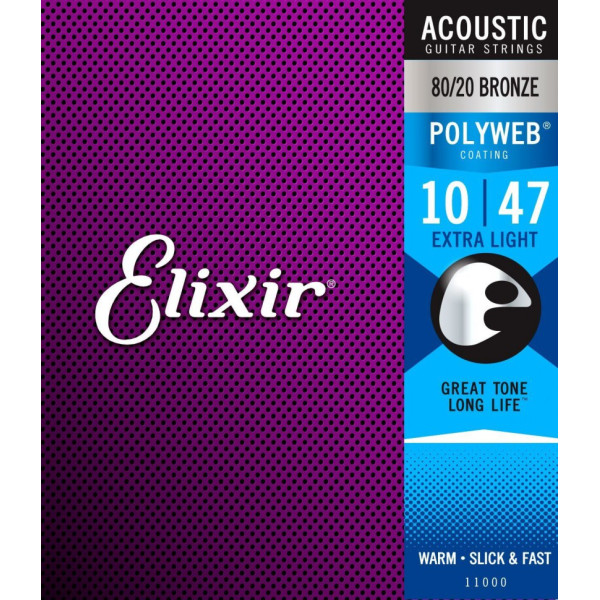 Комплект струн для акустичної гітари ELIXIR 11000 BRONZE 80/20 POLYWEB 10-47