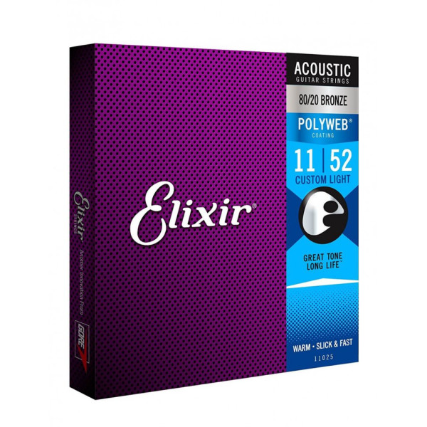 Комплект струн для акустичної гітари ELIXIR 11025 BRONZE 80/20 POLYWEB 11-52