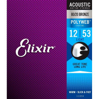 Комплект струн для акустичної гітари ELIXIR 11050 BRONZE 80/20 POLYWEB 12-53