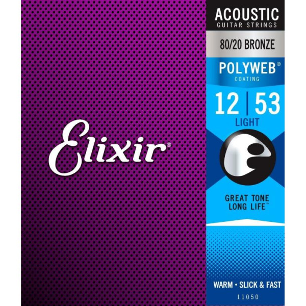 Комплект струн для акустичної гітари ELIXIR 11050 BRONZE 80/20 POLYWEB 12-53