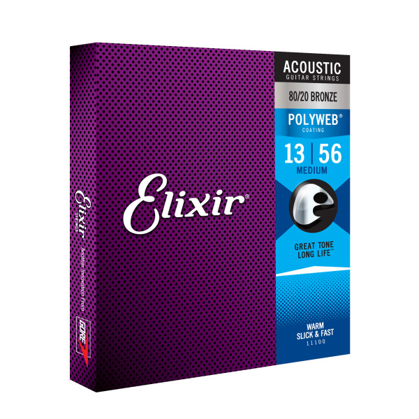 Комплект струн для акустичної гітари ELIXIR 11100 BRONZE 80/20 POLYWEB 13-56