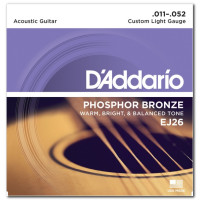 Комплект струн для акустичної гітари D'ADDARIO EJ26 PHOSPHOR BRONZE CUSTOM LIGHT 11-52