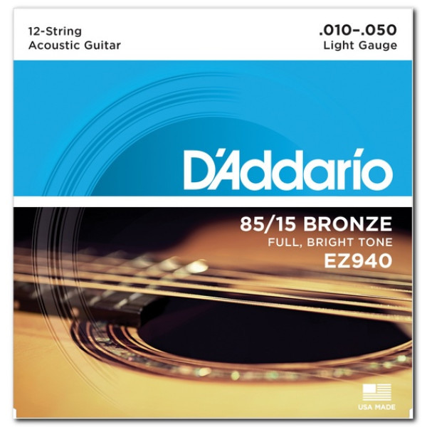 Комплект струн для акустичної гітари D'ADDARIO EZ940 BRONZE MEDIUM 12 STRINGS 10-50