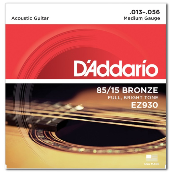 Комплект струн для акустичної гітари D'ADDARIO EZ930 BRONZE MEDIUM 13-56