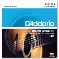 Комплект струн для акустичної гітари D'ADDARIO EJ11 80/20 BRONZE LIGHT 12-53