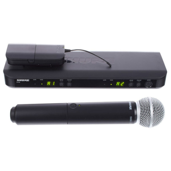 Радіосистема з ручним мікрофоном і напоясним передавачем SHURE BLX1288E/SM58
