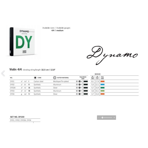Комплект струн для скрипки THOMASTIK Dynamo Violin DY100