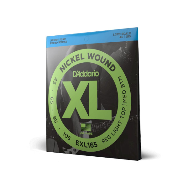 Комплект струн для бас-гітари D'ADDARIO EXL165 XL NICKEL WOUND BASS REG LIGHT TOP / MED BOTTOM (45-105)