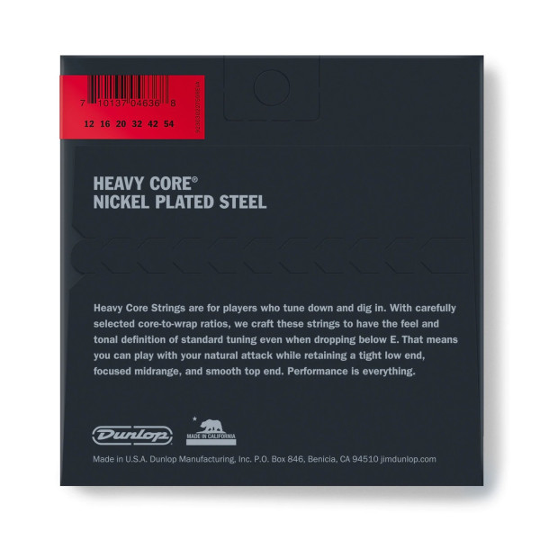 Комплект струн для електрогітари DUNLOP DHCN1254 HEAVY CORE ELECTRIC GUITAR STRINGS (12-54)