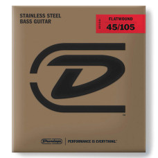 Комплект струн для бас-гітари DUNLOP DBFS45105 STAINLESS STEEL FLATWOUND BASS 45-105