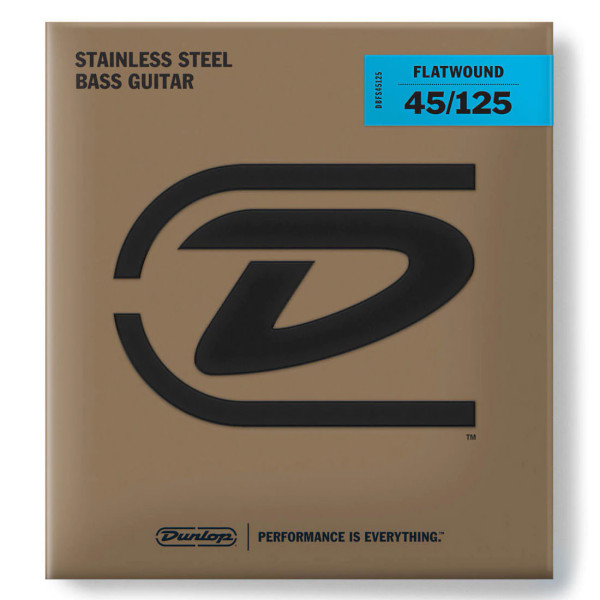 Комплект струн для бас-гітари DUNLOP DBFS45125 STAINLESS STEEL FLATWOUND BASS 45-125