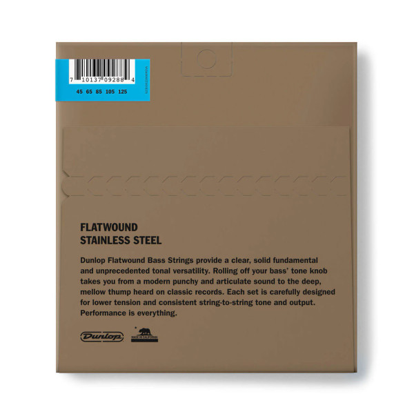 Комплект струн для бас-гітари DUNLOP DBFS45125 STAINLESS STEEL FLATWOUND BASS 45-125