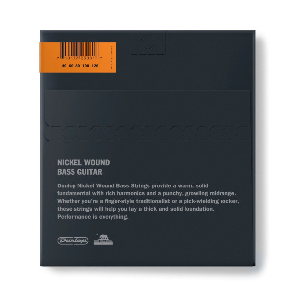 Комплект струн для бас-гітари DUNLOP DBN40120 NICKEL PLATED STEEL LIGHT 5 STRING 40-120