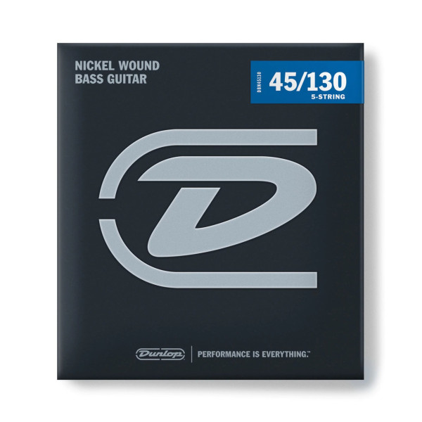 Комплект струн для бас-гітари DUNLOP DBN45130 NICKEL PLATED STEEL MEDIUM 5 STRING 45-130