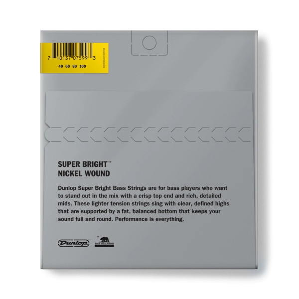 Комплект струн для бас-гітари DUNLOP DBSBN40100 SUPER BRIGHT NICKEL 40-100