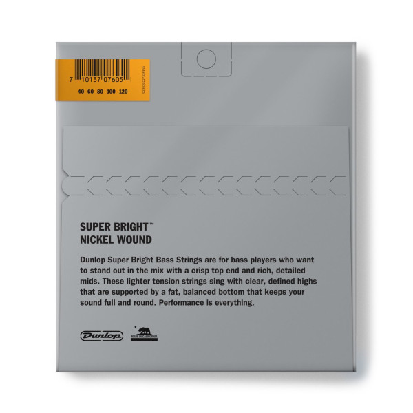 Комплект струн для бас-гітари DUNLOP DBSBN40120 SUPER BRIGHT NICKEL 40-120