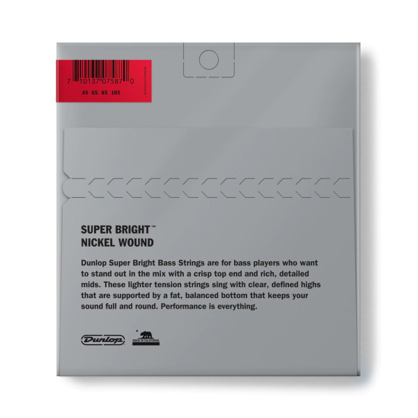 Комплект струн для бас-гітари DUNLOP DBSBN45105 SUPER BRIGHT NICKEL 45-105