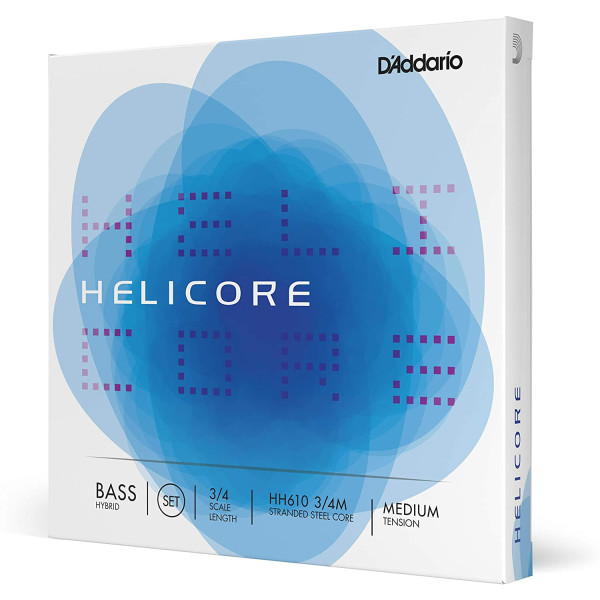 Комплект струн для контрабаса D'ADDARIO HELICORE HYBRID BASS STRING SET 3/4 Scale Medium Tension