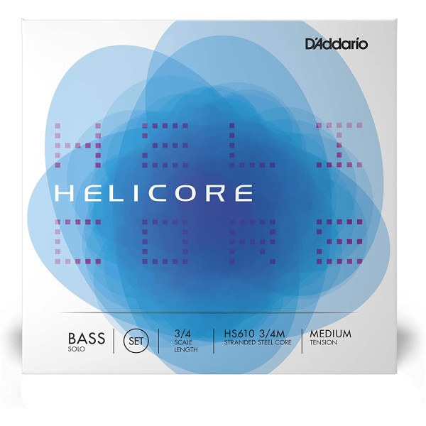 Комплект струн для контрабаса D'ADDARIO HELICORE SOLO BASS STRING SET 3/4 Scale Medium Tension