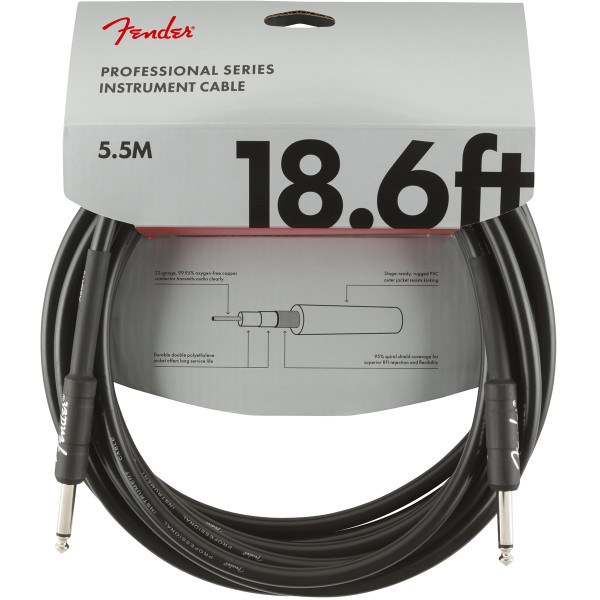 Інструментальний кабель FENDER CABLE PROFESSIONAL SERIES 18.6' BLACK