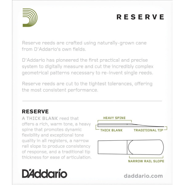 Набір тростин (10 штук) для альт саксофона D'ADDARIO Reserve - Alto Sax #2.0 - 10 Box
