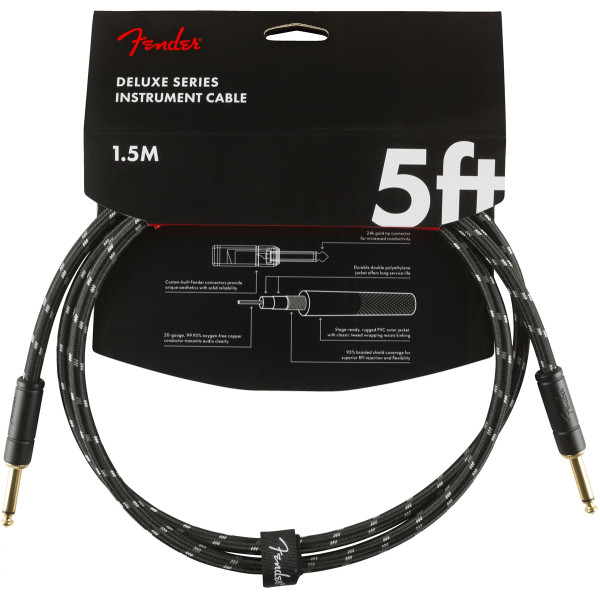 Інструментальний кабель FENDER CABLE DELUXE SERIES 5' BLACK TWEED
