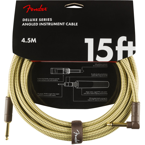 Інструментальний кабель FENDER CABLE DELUXE SERIES 15' ANGLED TWEED