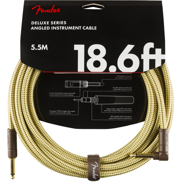 Інструментальний кабель FENDER CABLE DELUXE SERIES 18.6' ANGLED TWEED