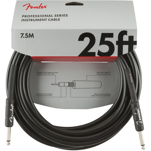 Інструментальний кабель FENDER CABLE PROFESSIONAL SERIES 25' BLACK