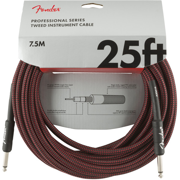 Інструментальний кабель FENDER CABLE PROFESSIONAL SERIES 25' RED TWEED