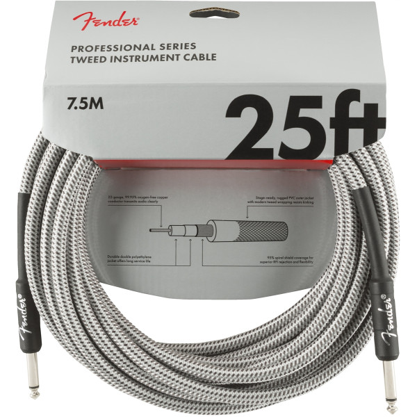 Інструментальний кабель FENDER CABLE PROFESSIONAL SERIES 25' WHITE TWEED