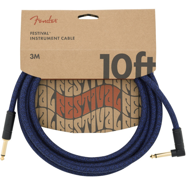 Інструментальний кабель FENDER CABLE FESTIVAL INSTRUMENT 10' ANGLED BLUE DREAM